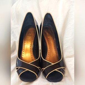 FRANCO SARTO heels  brown and cream open toe 7 1/2